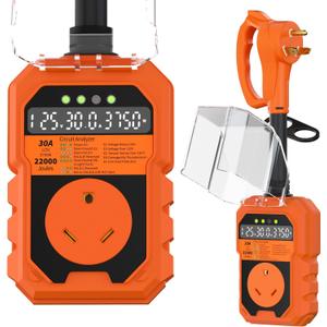22000J RV Surge Protector 30 Amp with Auto Shutoff & Reset, LED Display Real-Time Circuit Analyzer for Camper Travel Trailers, RV Adapter Plug with Waterproof Cover