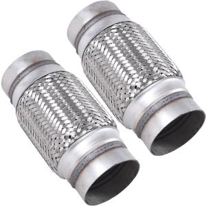 2 x Exhaust Flex Pipe Stainless Steel Braid 3"Inch x 6"Inch w/Ends 8"Inch OAL