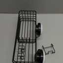 TAILI Shower Caddy Suction Cup with Hooks and Soap holder, Heavy Duty Bathroom Shower Organizer, No Drilling Bathroom Holder with Large Capacity, Metal Black Storage Basket