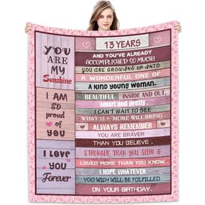 Sweet 13th Birthday Gifts for Girls Blanket 60"x50", Sweet 13 Gifts for Girls - Best 13th Birthday Gift Ideas - Funny Gift for 13-Year-Old Girl - 13th Bday Party Decorations for Women Blankets