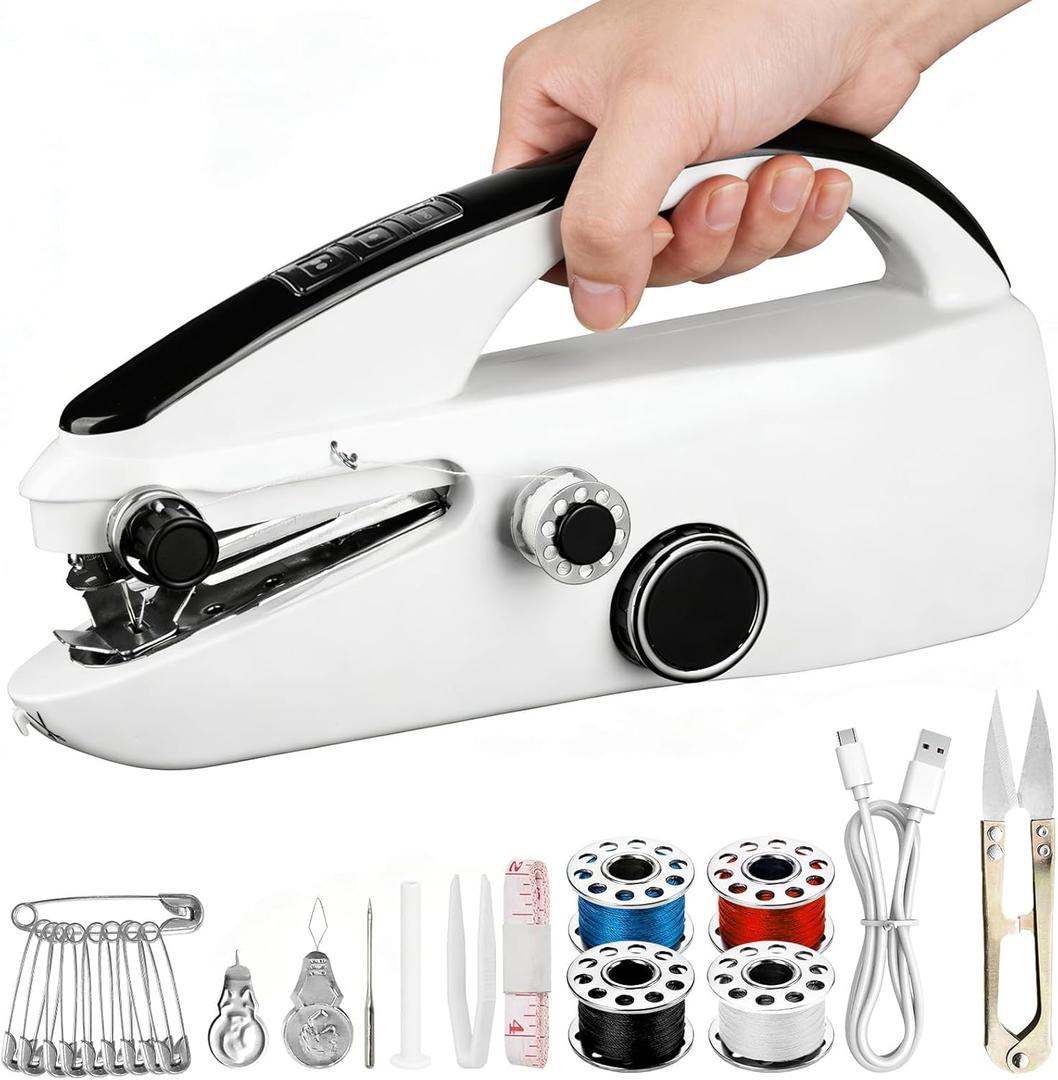 Handheld Sewing Machine, Portable Mini Sewing Machine for Beginners Adults, Easy to Use & Quick Home Clothing Repair Tools, Suitable for Sewing Fabrics, Clothes, Curtains, Family Travel, DIY QQ1