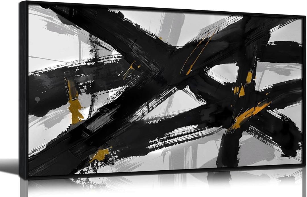 Framed Canvas Wall Art for Living Room Large Black and White Abstract Wall Art for Bedroom Office Modern Canvas Prints Size 20x40 inch (20L" x 40W")