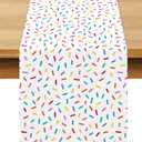 Confetti Sprinkles Table Runner Boy Kids Birthday Sprinkle Party Decoration Donut Dessert Dining Room Home Kitchen Table Decor (13" x 108")