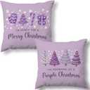 I'm Dreaming of A Purple Christmas Tree Decorative Throw Pillow Covers Set of 2, Trendy Coquette Pillows Covers for Girly Room Girls,Preppy Pillow Cases Decor for Couch Bedroom Winter 18x18in