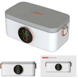 Yolispa Self Heating Lunch Box Cordless, 45W 1L Portable Electric Lunch Box with 16000mAh Echargeable Battery Powered, 158F Heat, Food Warmer for Work, Office, Car, and Outdoor Use