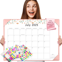 Gannyfer Desk Calendar 2025 with Desktop Mat, Simplified Large 22" x 17" Desktop Pad Calendar, 18 Month Desk Calendar, Use Jan 2025 to June 2026, Office Supplies Perfect for Home School and Office - Pink (6 Stickers Included)