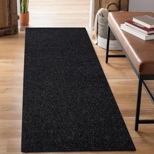 2' x 6' Runner Rugs with Rubber Backing, Outdoor Indoor Utility Non Slip Carpet Rug Runner for Hallway, Custom Size Area Rugs Mat for Entryway Balcony Patio Kitchen Garage Stair Laundry (Black)