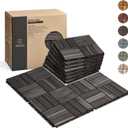 THYOI Premium Deck Tiles, Patio Flooring - Outdoor Waterproof Acacia Wood Tiles for All Weather Use - Balcony, Backyard, Indoor & Outdoor (Square Ft) (10, Black, 12S)