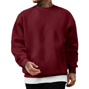 JMIERR Men's Casual Long Sleeves Crewneck Sweatshirts Cotton Pullover Sweatshirt for Men (Medium, Burgundy)