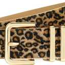 Women Leopard Print Belt Cheetah Print Belt Animal Print Fashion Leather Belt Ladies Waist Belt for Jeans Pants Dress (Fit Waist Size 28"-31", 01-square Buckle/ Width 1.3")