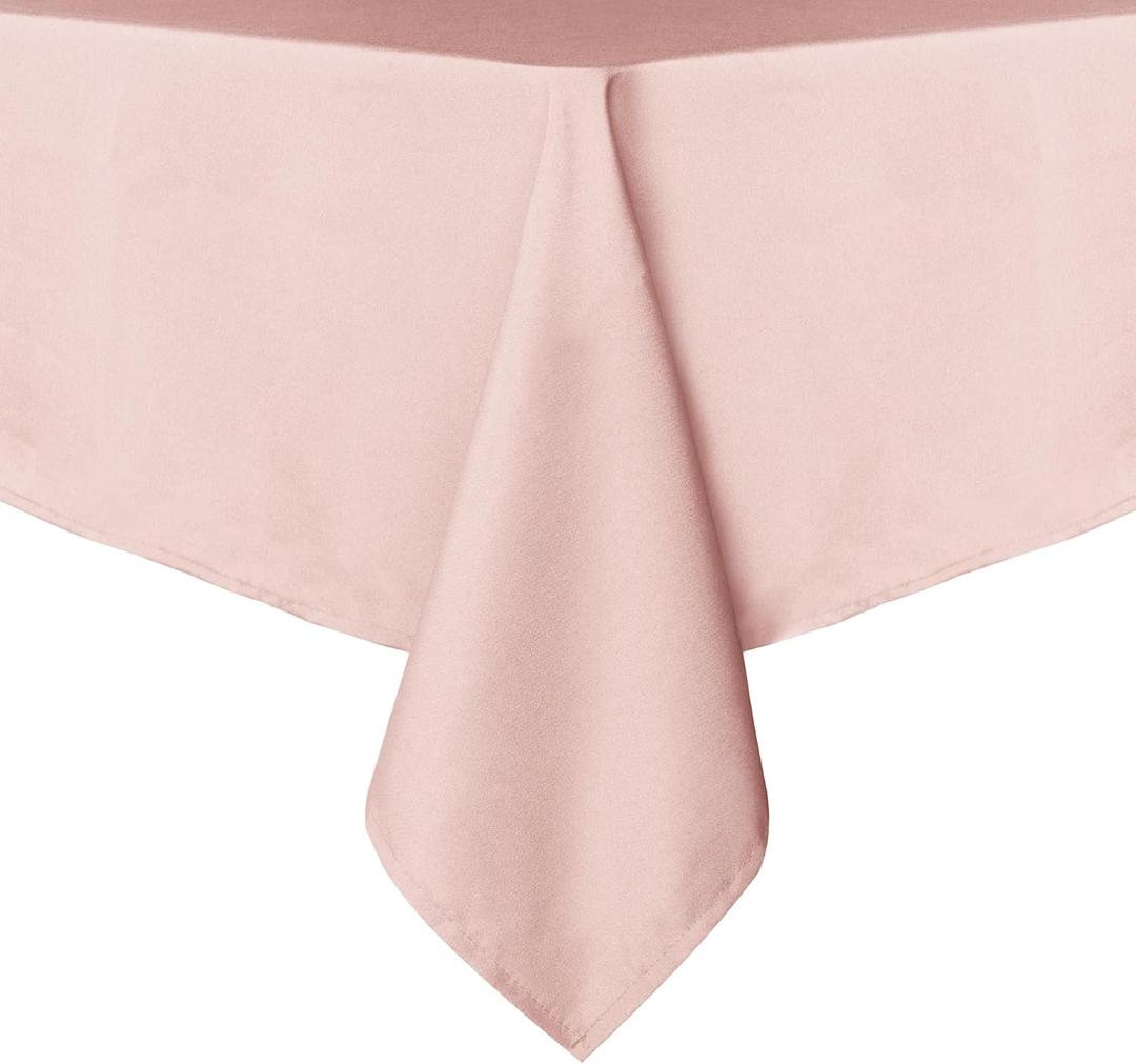Sancua Rectangle Tablecloth - 60 x 84 Inch - Stain and Wrinkle Resistant Washable Polyester Table Cloth, Decorative Fabric Table Cover for Dining Tables, Buffet Parties and Camping, Blush
