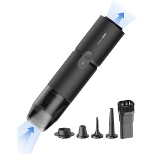 HOTO Handheld Vacuum Cleaner Cordless, Desk Vacuum Cleaner Compressed Electric Air Duster 15000Pa Suction, 4-in-1 Portable Vortex Vacuum Dust Buster Air Blower for Computer, Keyboard, Coffee Grounds