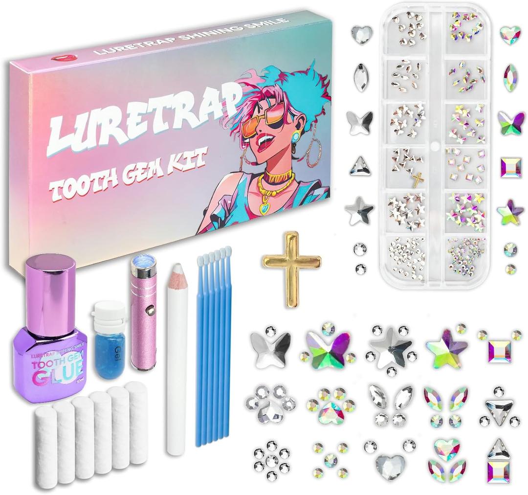 Luretrap Y2K Trendy 30 Pieces Crystal Tooth Gem Kit - Unleash Your Sparkly Smile, NTGK-24462