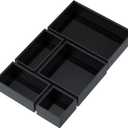 Bamboo Drawer Organizer Set, 5 PCS Multi-use Varied Sizes Junk Drawer Organizer Kitchen Storage Box for Office, Home, Bedroom, Bathroom, Black