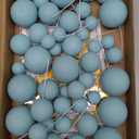 BOUBONI 48 Pcs Balls Cake Topper Decorations Balloon Cupcake Toppers Foam Cake Topper Balls Cake Balls Decorations for Birthday Party Wedding Anniversary Cake Decorating (Light Blue)