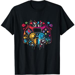 Gamer Aesthetic Graphic Gaming Video Games Boys Teens Kids T-Shirt, Black, Small