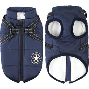 Aiboria Dog Jackets for Winter Windproof Waterproof 2 in 1 Outfit Cold Weather Coat Dog Vest Harness Puppy Winter Warm Jacket Large Blue 3XL
