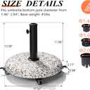 Mobile Patio Umbrella Base 45lbs - Heavy Duty with Locking Wheels Pool Deck Stand for 7-10ft Patio Umbrellas