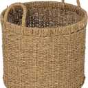 Household Essentials Round Seagrass Basket with Handles, Natural