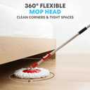 Simpli-Magic 360 Spin Mop and Bucket with Wringer 3 High-Absorbent Microfiber Washable Heads Spinning Mop and Bucket Set for All Types Floor Cleaning (Black)