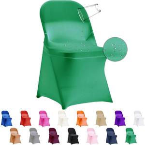 12 PCS Waterproof Stretch Spandex Folding Chair Covers, Dining Room Chair Slipcovers Protector for Wedding, Banquet, Party, Holidays, Celebration and DecorationEmerald