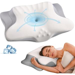 Cervical Neck Pillow for Pain Relief - Ergonomic Memory Foam Pillows for Sleeping, Cooling Side Sleeper Pillow for Neck Support, Contour Orthopedic Bed Pillow for Sleepers