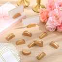 Colingmill 24 Pcs Wooden Table Number Stands Wedding Table Name Holder Semicircular Design Place Card Holders with 24 Pcs Tented Cards for Retail Shop Wedding Party Events Decoration(Gold)