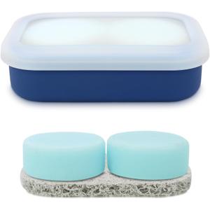 Leak Proof Travel Soap Case, Solid Shampoo Bar Holder, Silicone Soap Container with Draining Layer, Portable Bar Soap Holder for Bathroom, Camping, Gym, Easy to Clean (Blue, Large)