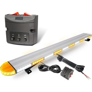 ASPL 49 inch Low Profile Emergency Strobe Lights Bar Rooftop Full Aluminum Flashing Warning Security Traffic Advisor Hazard Light for Trucks Tow Construction Vehicles(Amber/White)