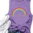 Womens Lesbian Pride Tank Top Say Gay Rainbow Graphic Sleeveless Shirt Casual LGBT Pride Month Top Vest, XL