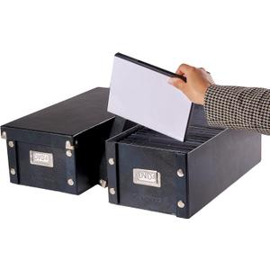 Snap-N-Store DVD Storage Box - 2 Pack - Durable 6 x 8.2 x 16.5 Inch Movie Organizers - Disc Holders with Lids to Store up to 52 DVD Cases - Black
