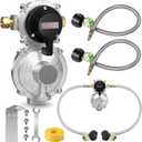 Rv Propane Regulator 2 Tank Hose, Propane Regulator 2-Stage Auto Changeover Rv Propane Regulator, Propane Tank Gauge, Dual Propane Tank Connection kit for RV Trailers Camper Propane Regulator Dual Kit