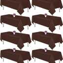8 Packs Brown Tablecloth Rectangle 60x102 Inch Rectangular Table Cloth for 6 Foot Rectangle Table, Wrinkle Resistant Polyester Fabric Tablecloth Washable Table Cover for Wedding Party Buffet