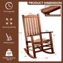 Wooden Outdoor Rocking Chair, Oversized Patio Rocking Chair w/400lbs Support & High Backrest | Porch, Lawn, Garden, BackyardNatural