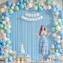 8ftx10ft Wrinkle Free Blue Backdrop Curtain - 10 Feet Photography Backdrop Drapes, Silky Polyester Back Drop Cloth for Wedding Baby Shower Balloon Arch Background