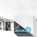 Art3d 12-Pack Smooth Drop Ceiling Tile 2ft x 2ft - Fire-Rated, Waterproof, Reusable - Premium PVC, No Sag and Breakage - Cover 48 Sq. Ft, White