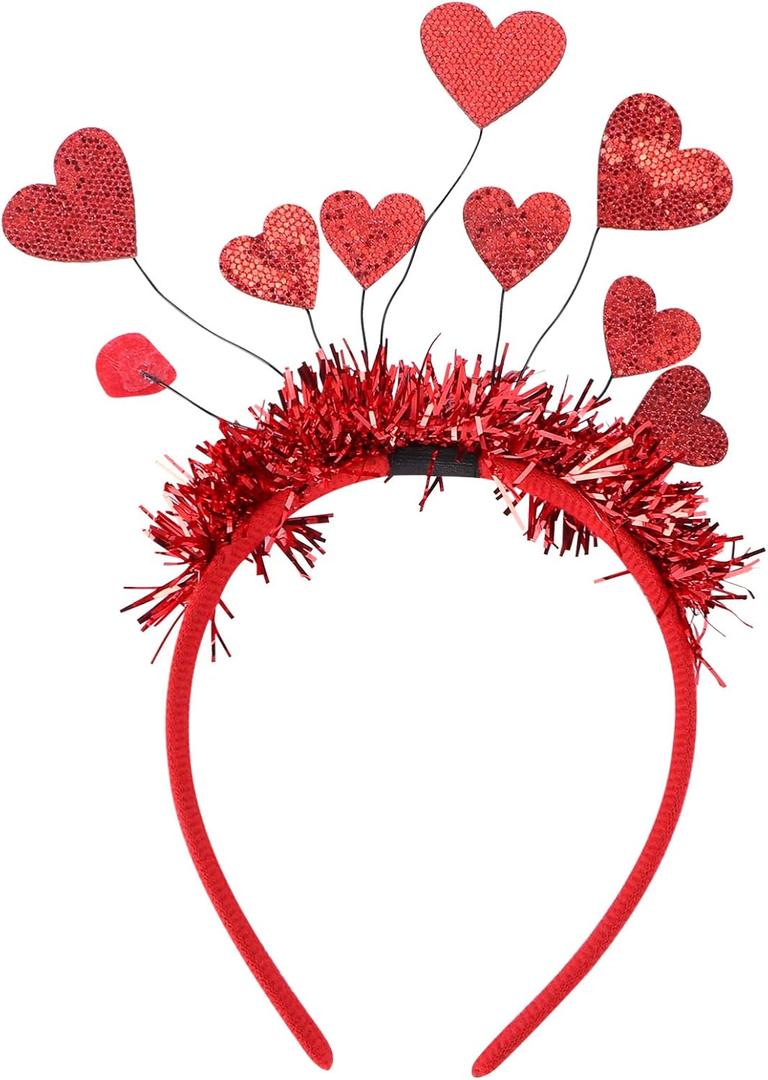 Beaupretty Heart Headband with 9 Sequin Red Love- shaped Heart Hair Hoops Party Hair Accessoires for Holiday Festival Wedding (1 Count (Pack of 1))
