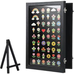 Enamel Pin Display Case,14" X 9.5" Pin Display Board Shadow Box,Black Pin Collection Display for Wall and Tabletop Displays,Wall Hanging Pin Holder Display