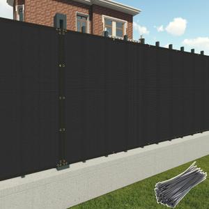 Patio Paradise 4' x 50' Black Fence Privacy Screen, Commercial Outdoor Backyard Shade Windscreen Mesh Fabric with brass Gromment 85% 
