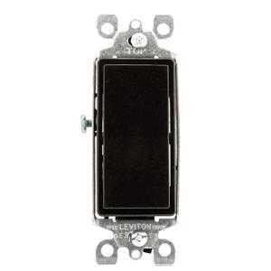 Leviton 15 Amp, 120/277 Volt, Decora Rocker 3-Way AC Quiet Switch, Residential Grade, Grounding, 5603-2, Brown