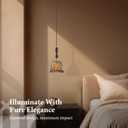 Modern Amber Glass Pendant Light, 4.33"x9.8" Hanging Fixture with Golden Wood Handle & Brass Cap, 15"-72" Adjustable Line, E26 Socket  Golden Amber Square