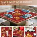 Red and Gold Chinese Dragon Mahjong Mat for Table 31.5x31.5 in, Traditional Red Chinoiserie Mahjong Table Mat Cover Anti Slip Noise Reduction for Mah Jong Card Board Tile Games