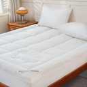 YOUR MOON 100% Organic Wool Mattress Topper Twin Size  2 Inch Thick Pillow Top Mattress Pad, 700GSM Natural Wool Filling, Back Pain Relief Bed Topper with Cotton Cover-16'' Depth, 39"x75" (White)