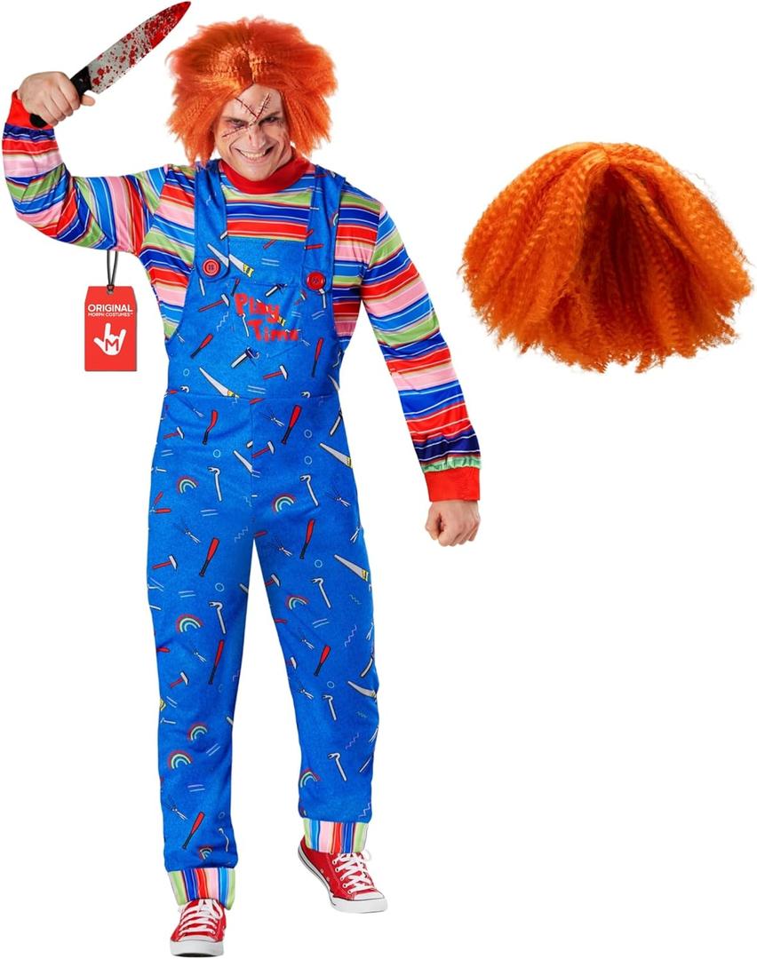 Morph Killer Doll Costume Men, Creepy Doll Costume Mens, Halloween Costumes For Men, Halloween Costumes For Adults (Large)