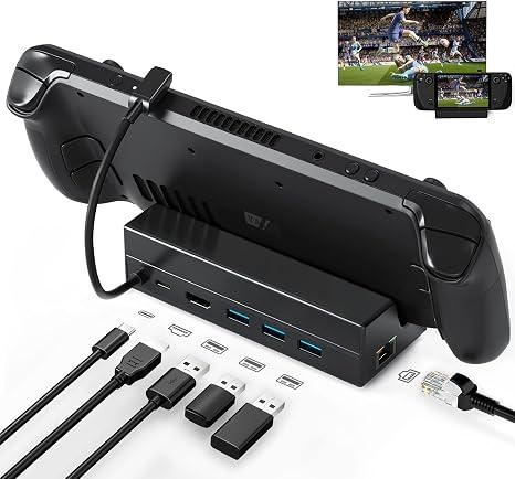 Docking Station: Stream Deck Dock 6-in-1 with HDMI 2.0 4K@60Hz, 1000Mbps Ethernet, 3 USB 3.0 and Fast Charging Port Compatible with Valve