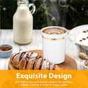 48 Pcs Plastic Coffee Cups with Rim, 8 oz Disposable Coffee Mugs with Handle Disposable Tea Cups Espresso Beverage Plastic Mugs for Wedding (White, Gold)