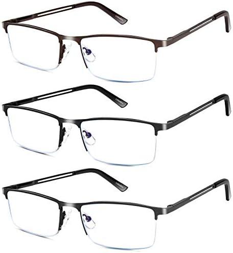 3 PCs Lcbestbro Reading Glasses for Men, 1.25 Blue Light Blocking Reading Glasses Metal Readers