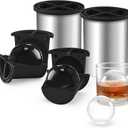 Clear Ice Cube Maker, 2.5 Inch Stainless Steel Crystal Large Clear Ice Ball Maker, Silicone Ice Cube Mold for Cocktails, Drinks & Bourbon, Whiskey Gifts for Men, Metal Color(2 Pack)