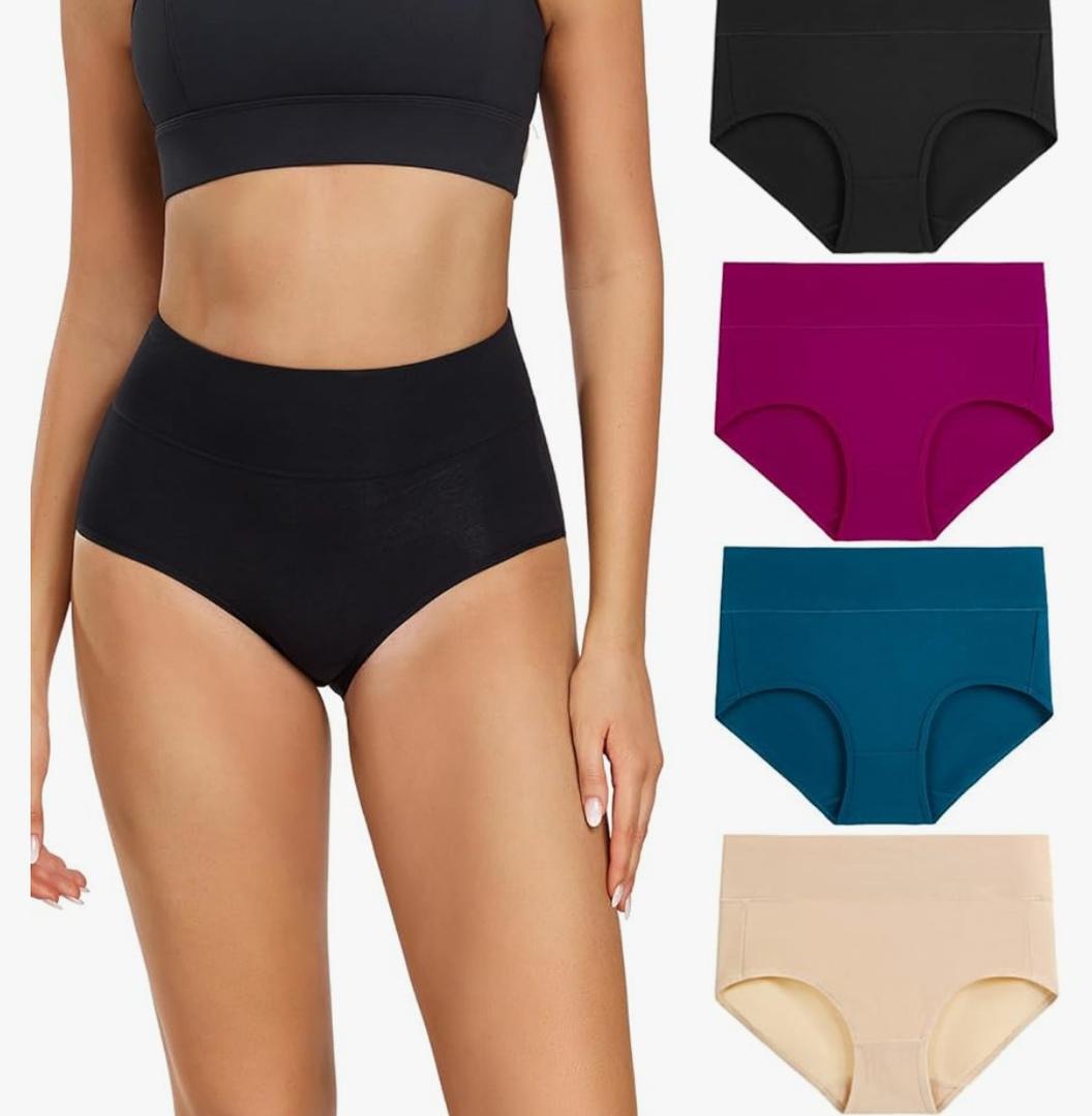 wirarpa Women's Cotton Underwear High Waisted Ladies Panties Full Coverage Briefs 5 Pack (Regular & Plus Size) XL