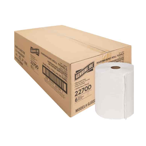 Genuine Joe Hardwound Roll Paper Towels, 7.90" Width x 800 ft Length, 2" Core, White, 6 / Carton